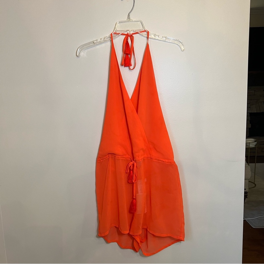 Michael Kors Vibrant Orange Swim Cover Romper NWT Size S